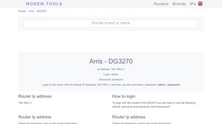 
                            1. Arris DG3270 Default Router Login and Password