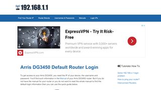 
                            8. Arris DG3450 - Default login IP, default username & password