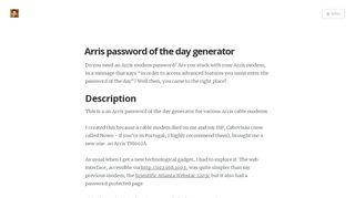 
                            7. Arris password of the day generator · Já não vou salvar o ...