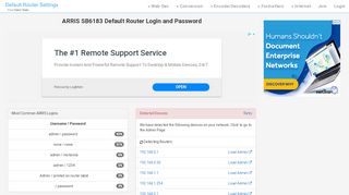 
                            5. ARRIS SB6183 Default Router Login and Password