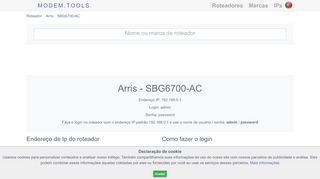 
                            8. Arris SBG6700-AC Login e senha padrão do roteador