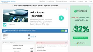 
                            11. ARRIS Surfboard CM8200 Default Router Login and Password