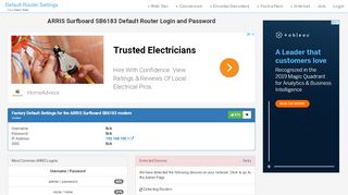 
                            4. ARRIS Surfboard SB6183 Default Router Login and Password