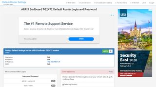 
                            2. ARRIS Surfboard TG2472 Default Router Login and …