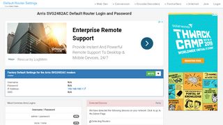 
                            5. Arris SVG2482AC Default Router Login and Password