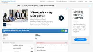 
                            3. Arris TG1682G Default Router Login and Password