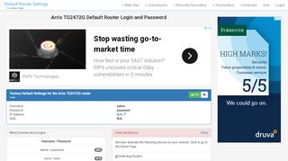
                            5. Arris TG2472G Default Router Login and Password