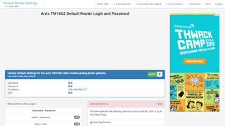 
                            8. Arris TM1602 Default Router Login and Password - Clean CSS