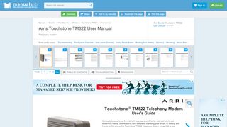 
                            1. ARRIS TOUCHSTONE TM822 USER MANUAL Pdf Download.