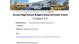 
                            8. Arroyo High School Knights Band And Color Guard Contact Us