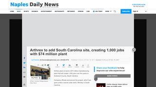 
                            9. Arthrex to add S. Carolina site, creating 1,000 jobs with $74M plant