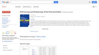 
                            4. Arthroscopy and Endoscopy of the Foot and Ankle: Principle and ... - Google Books Result