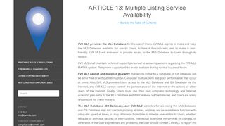 
                            3. ARTICLE 13: Multiple Listing Service Availability – CVR MLS
