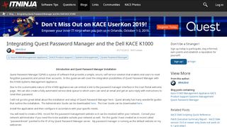 
                            6. Article: Integrating Quest Password Manager and the Dell KACE ...