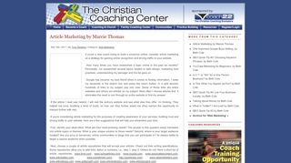 
                            7. Article Marketing by Marcie Thomas | The Christian Coaching Center