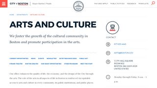 
                            8. Arts and Culture | Boston.gov