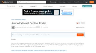 
                            9. Aruba External Captive Portal - Wireless Networking - Spiceworks ...