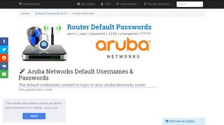 
                            2. Aruba Networks password - Router-Reset.com