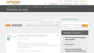 
                            7. Aruba620 Controller License Database error. - Airheads ...