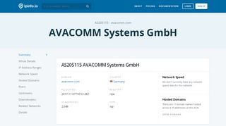 
                            9. AS205115 AVACOMM Systems GmbH - IPinfo IP Address ...