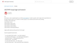 
                            5. AS3 PHP mysql login and session | Adobe Community