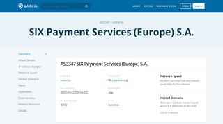 
                            7. AS3347 SIX Payment Services (Europe) S.A. - IPinfo IP Address ...