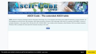 
                            9. ASCII Code - The extended ASCII table