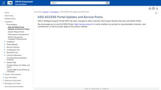 
                            1. ASG ACCESS Portal Updates and Service Packs - Support