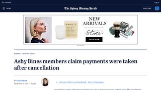 
                            8. Ashy Bines members claim payments were taken after cancellation