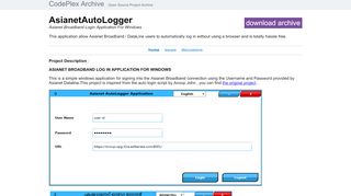 
                            8. Asianet Broadband Login Application For Windows - CodePlex