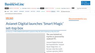 
                            9. Asianet Digital launches 'Smart Magic' set-top box - The Hindu ...