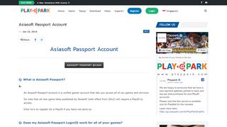 
                            1. Asiasoft Passport Account - PlayPark SG