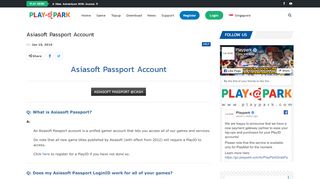 
                            3. Asiasoft Passport Account - Playpark.com