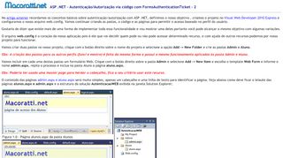
                            5. ASP .NET - Autenticação e Autorização - macoratti.net