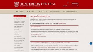 
                            2. Aspen Information - Hunterdon Central Regional High School