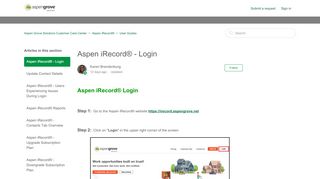 
                            3. Aspen iRecord® - Login - Aspen Grove Solutions Customer Care Center