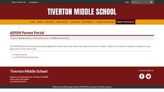 
                            2. ASPEN Parent Portal - Tiverton Middle School