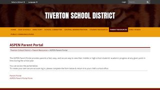 
                            1. ASPEN Parent Portal - Tiverton School District