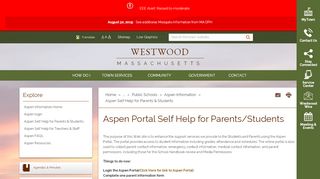 
                            3. Aspen Portal Self Help for Parents/Students - Town of Westwood