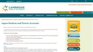 
                            2. Aspen Student and Parent Accounts - Cambridge Public Schools