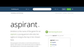 
                            8. aspirant - Dictionary Definition : Vocabulary.com