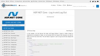 
                            1. ASP.NET Core - Log In and Log Out - Tutorials Point