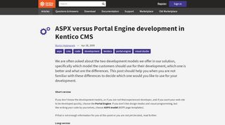 
                            5. ASPX versus Portal Engine development in Kentico CMS