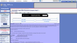 
                            4. Assembler Login With Password Compare Help!? - Assembly - Tek-Tips