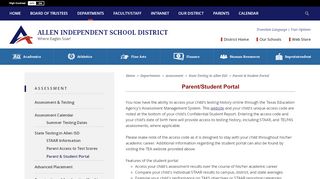 
                            5. Assessment / Parent & Student Portal - Allen ISD