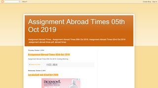 
                            4. Assignment abroad Times 11th Sept 2019