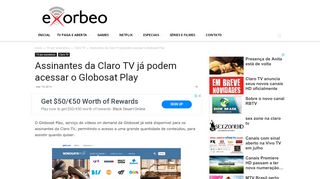 
                            8. Assinantes da Claro TV já podem acessar o Globosat …