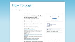 
                            7. Associated Content Login for The world's largest …