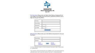 
                            3. Associated Health Professionals, Inc. Online PayStub Viewer Application