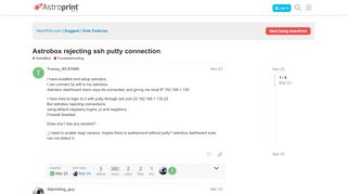 
                            4. Astrobox rejecting ssh putty connection - Troubleshooting ...